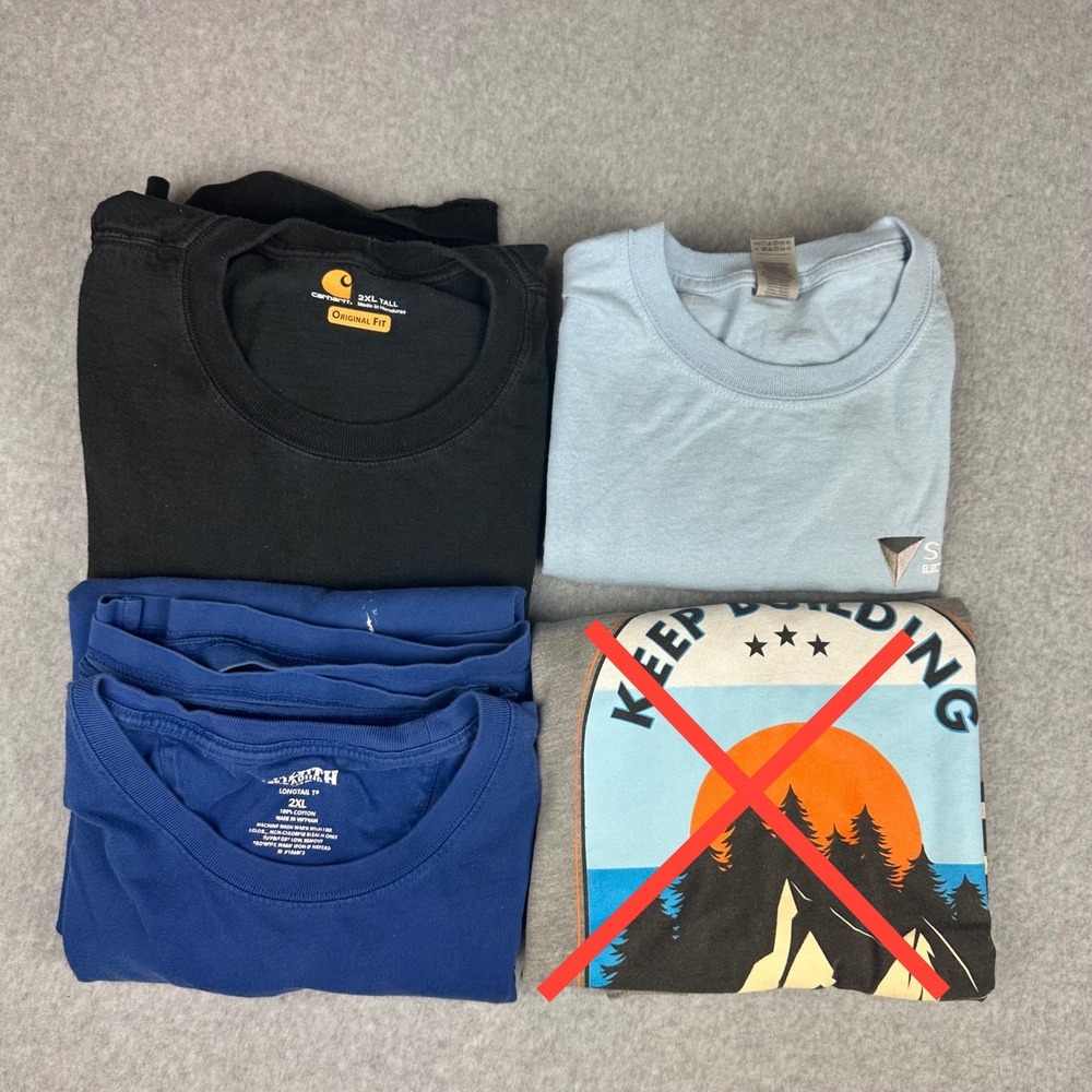 Lot of 4 Mens T-Shirts Carhartt Duluth Next Level 2XL Tall XL L Workwear Bundle